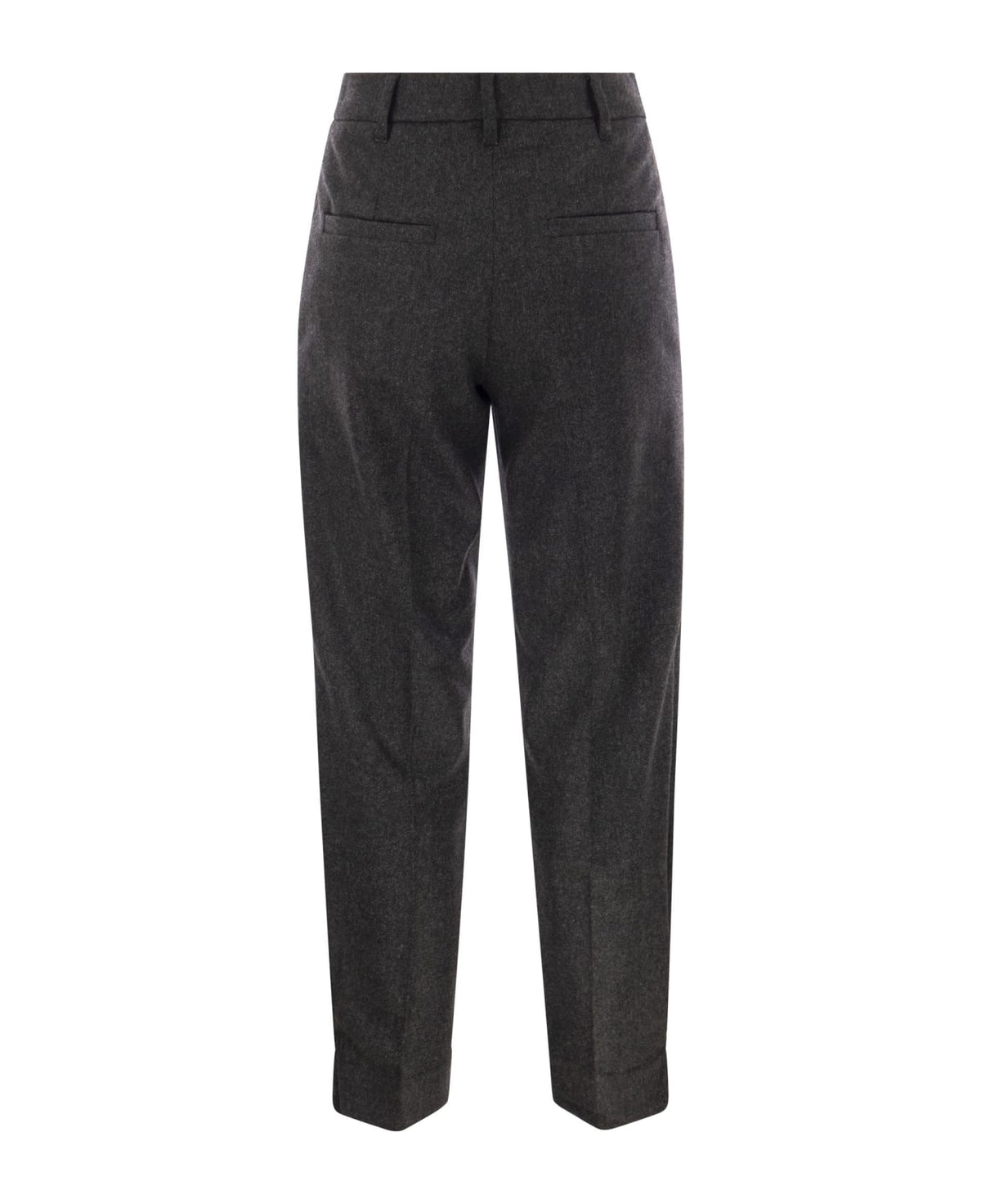 BRUNELLO CUCINELLI WOMEN'S DARK GREY WOOL TROUSERS