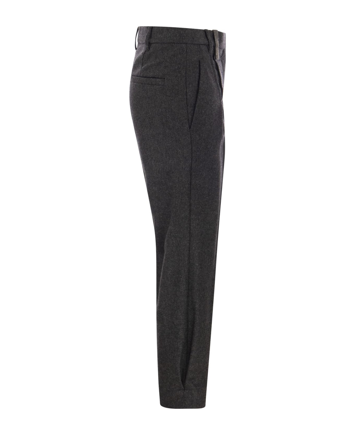 BRUNELLO CUCINELLI WOMEN'S DARK GREY WOOL TROUSERS