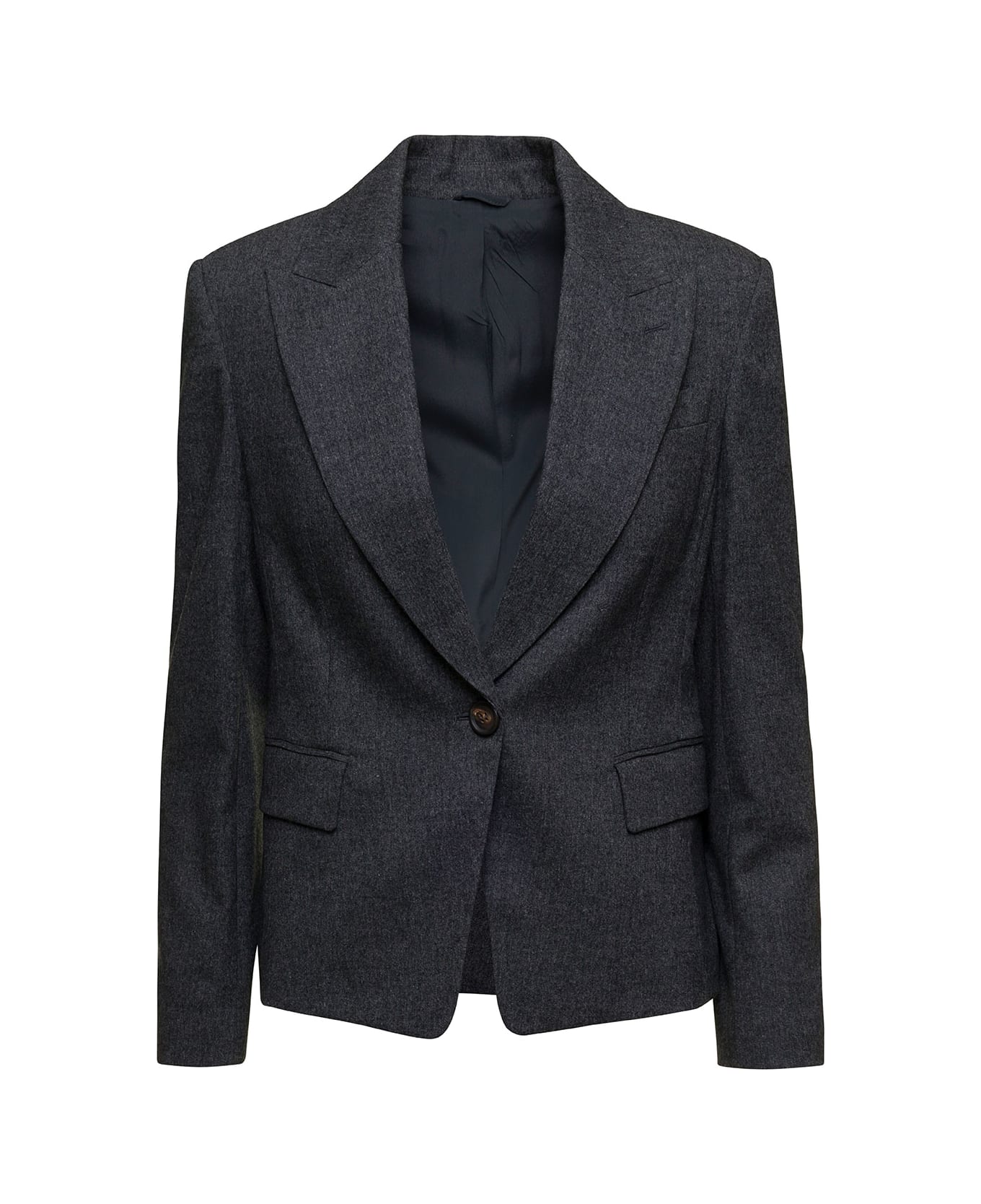 BRUNELLO CUCINELLI WOMEN'S DARK GREY TAILORED BLAZER