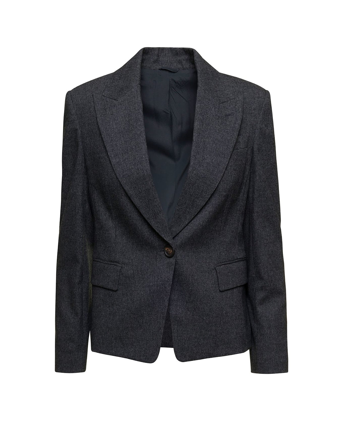 BRUNELLO CUCINELLI WOMEN'S DARK GREY WOOL BLAZER