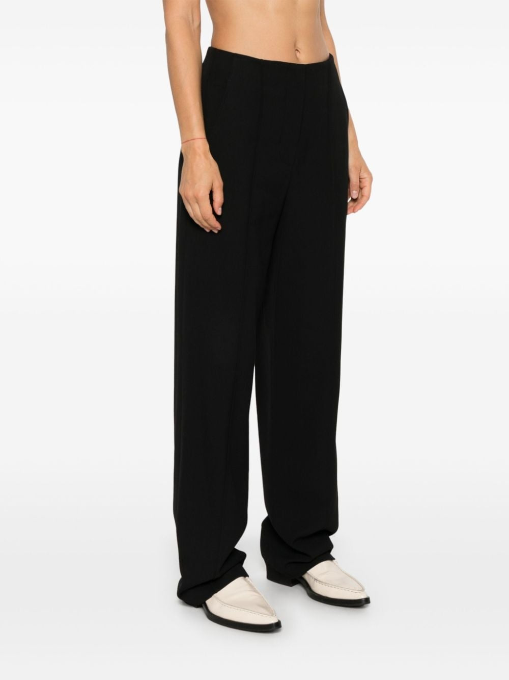 BRUNELLO CUCINELLI WOMEN'S BLACK WIDE-LEG TAILORED TROUSERS