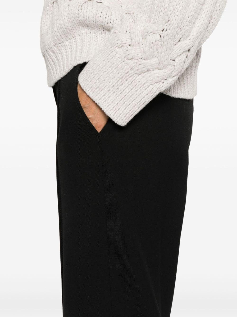 BRUNELLO CUCINELLI WOMEN'S BLACK WIDE-LEG TAILORED TROUSERS