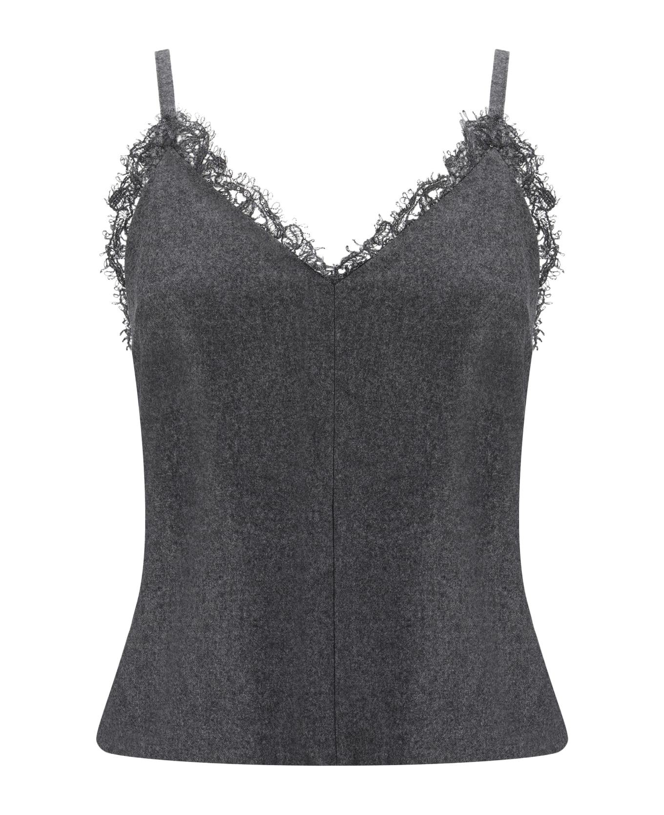 BRUNELLO CUCINELLI WOMEN'S DARK GREY WOOL CAMISOLE SHIRT