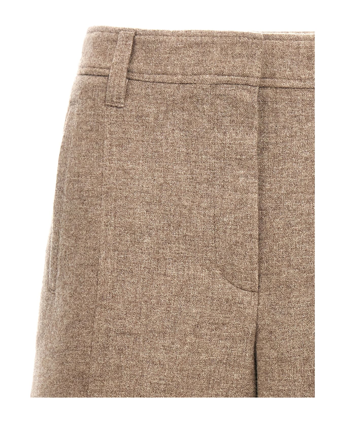 BRUNELLO CUCINELLI WOMEN'S SAND WOOL TAILORED BERMUDA SHORTS