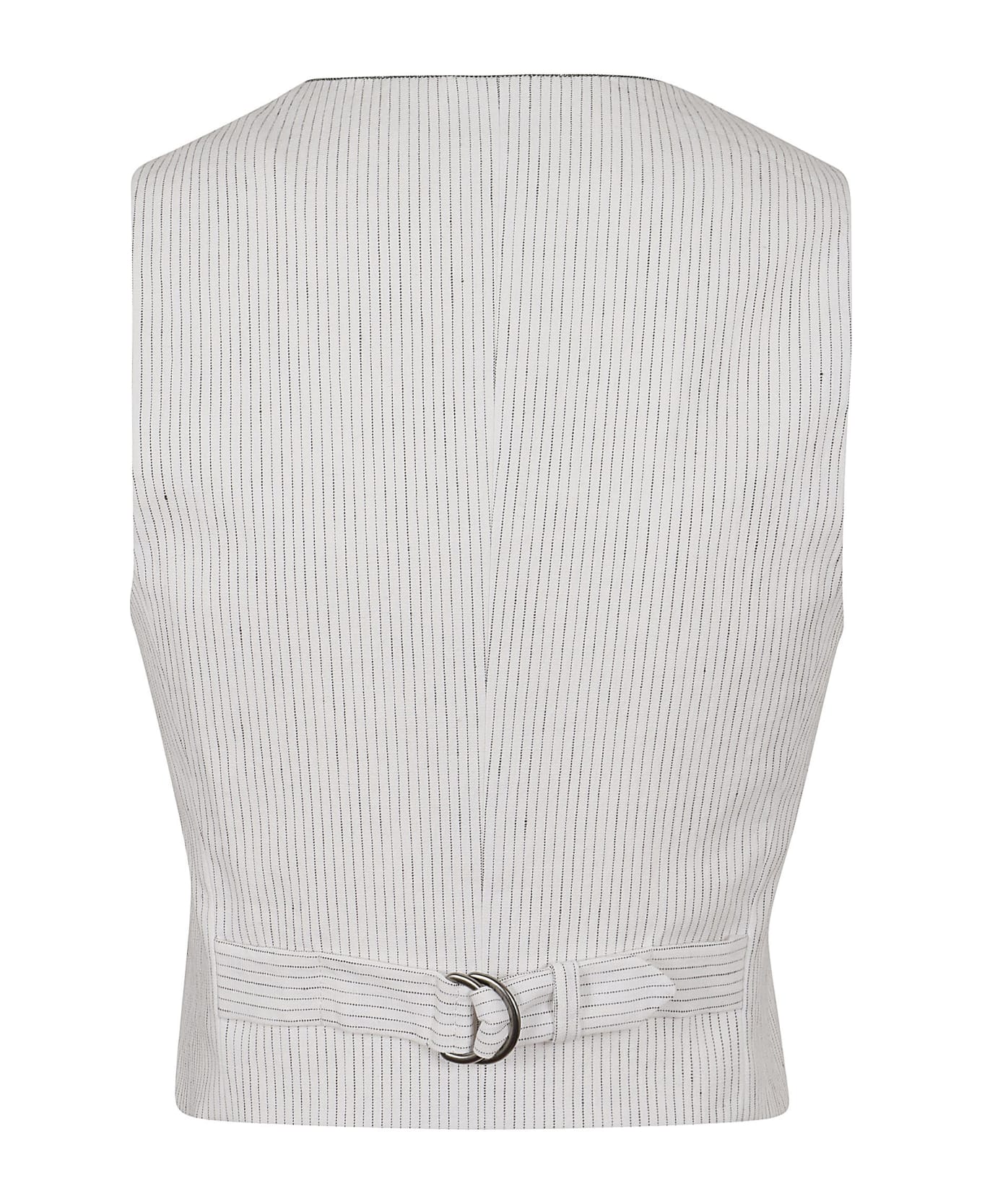 BRUNELLO CUCINELLI WOMEN'S WHITE STRIPED TAILORED VEST