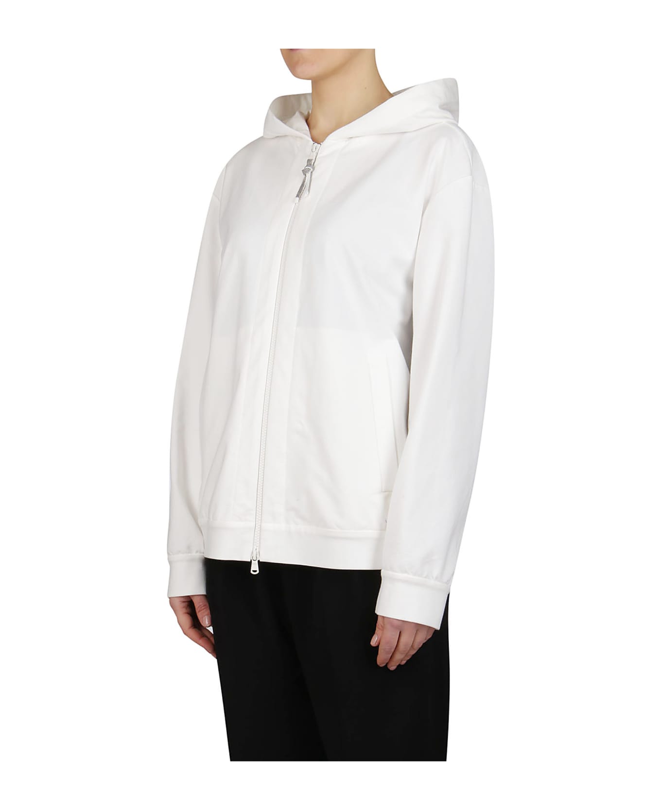 BRUNELLO CUCINELLI WOMEN'S NATURAL COTTON ZIP HOODIE