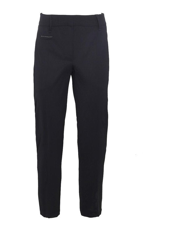 BRUNELLO CUCINELLI WOMEN'S NAVY TAILORED TROUSERS WITH POCKETS
