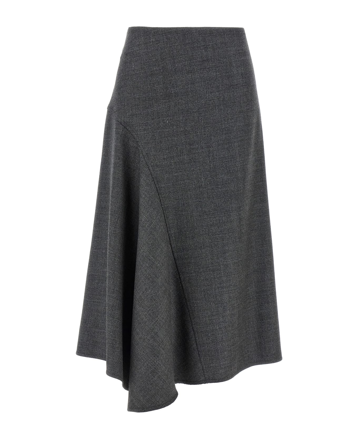 BRUNELLO CUCINELLI WOMEN'S DARK GREY ASYMMETRIC MIDI SKIRT