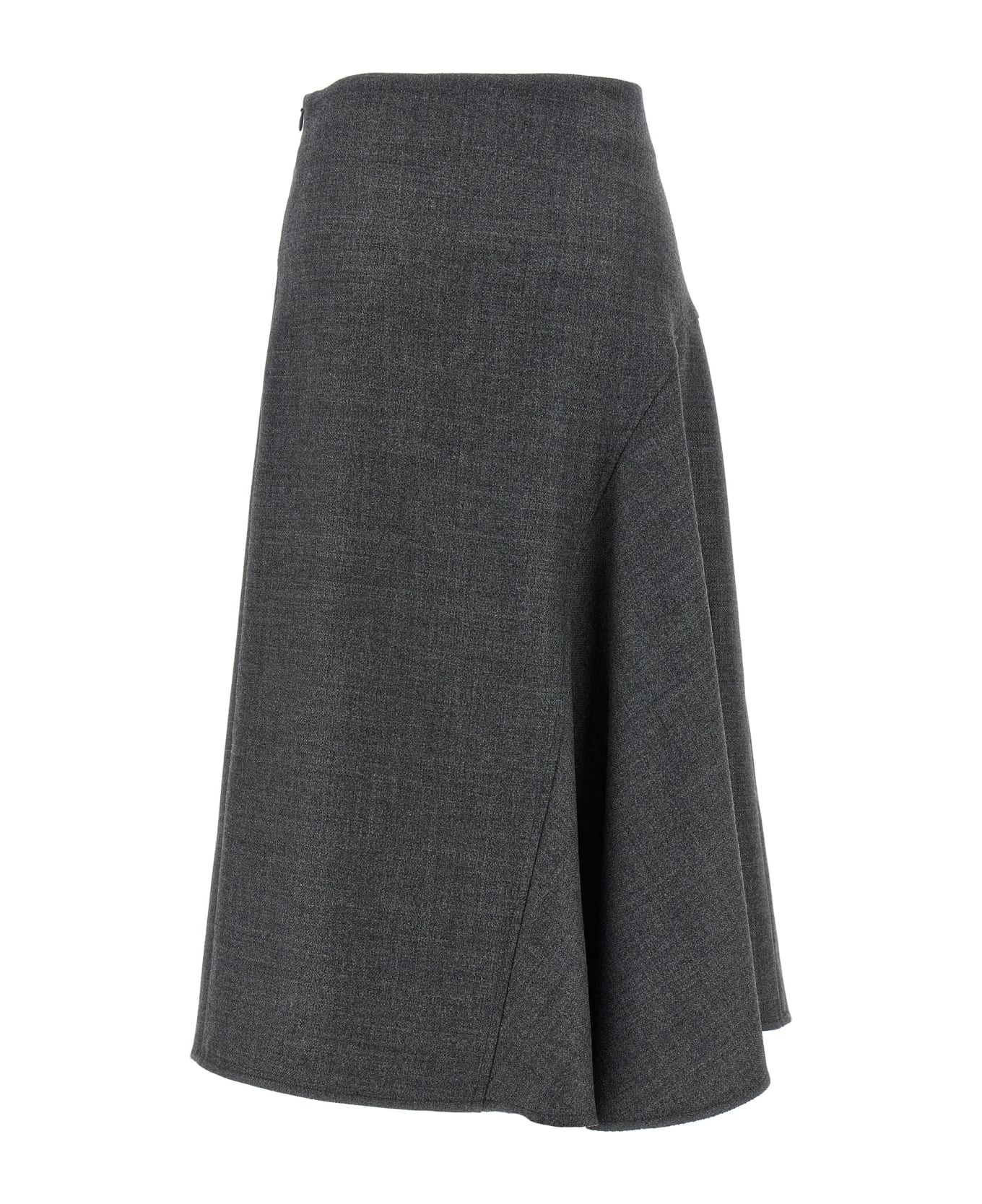 BRUNELLO CUCINELLI WOMEN'S DARK GREY ASYMMETRIC MIDI SKIRT