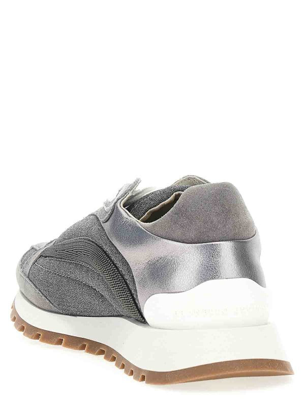 BRUNELLO CUCINELLI WOMEN'S MEDIUM GREY WOOL MIXED MATERIAL SNEAKER