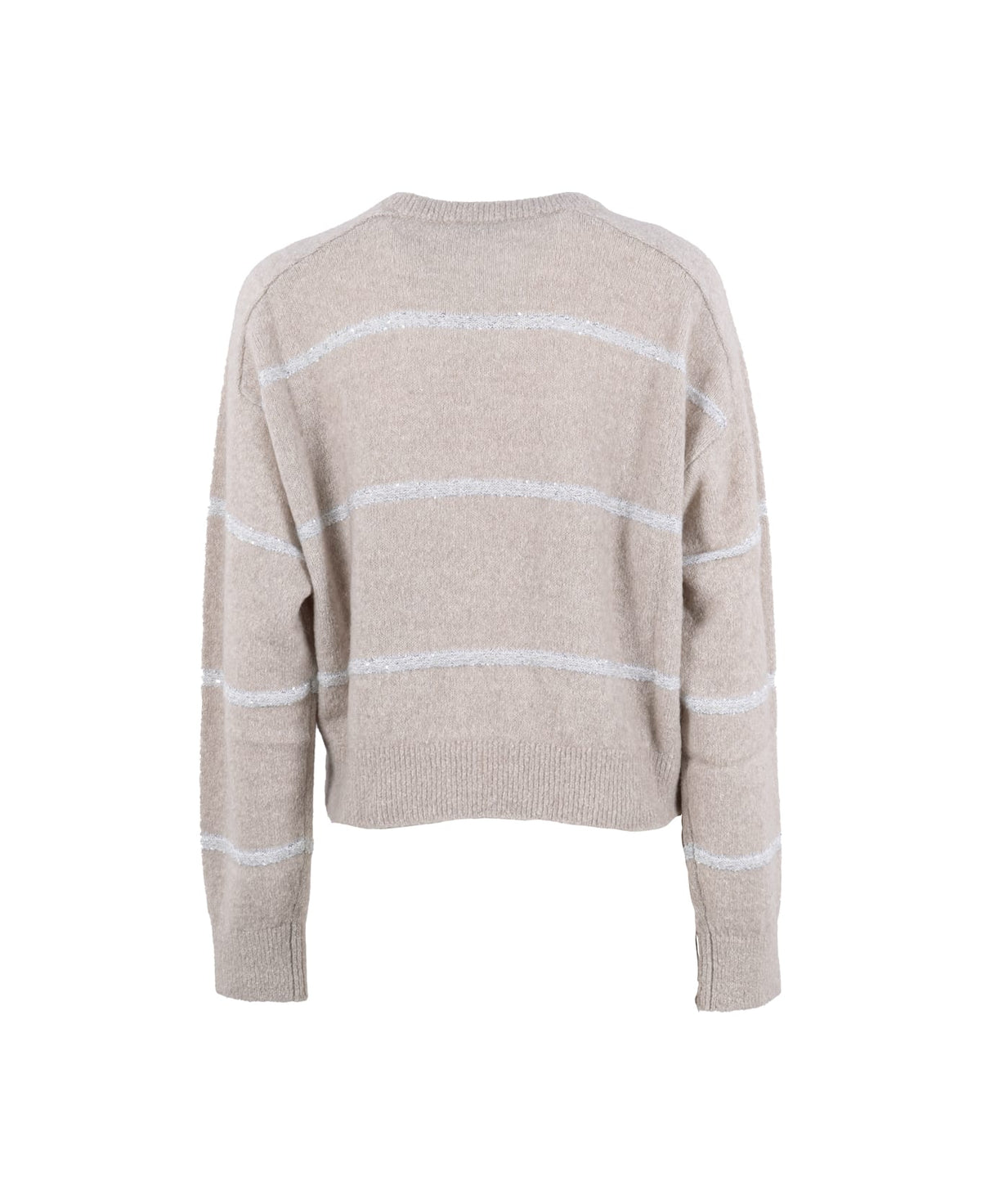BRUNELLO CUCINELLI WOMEN'S OYSTER WOOL BLEND V NECK SWEATER