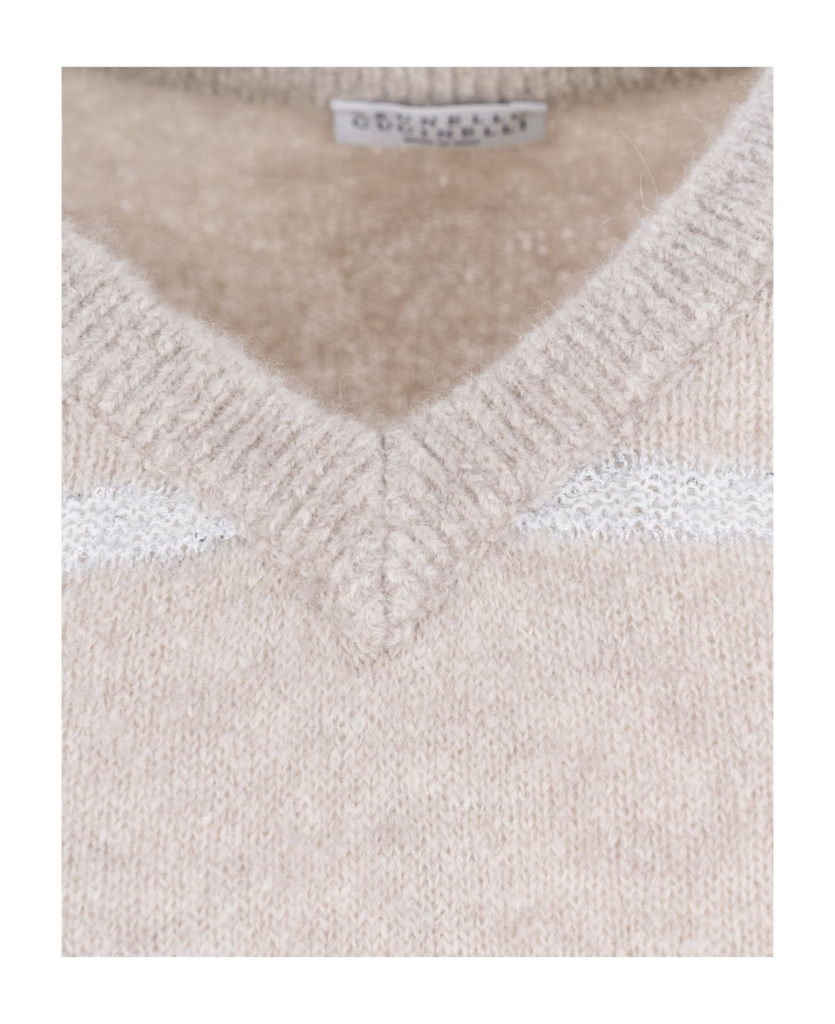 BRUNELLO CUCINELLI WOMEN'S OYSTER WOOL BLEND V NECK SWEATER