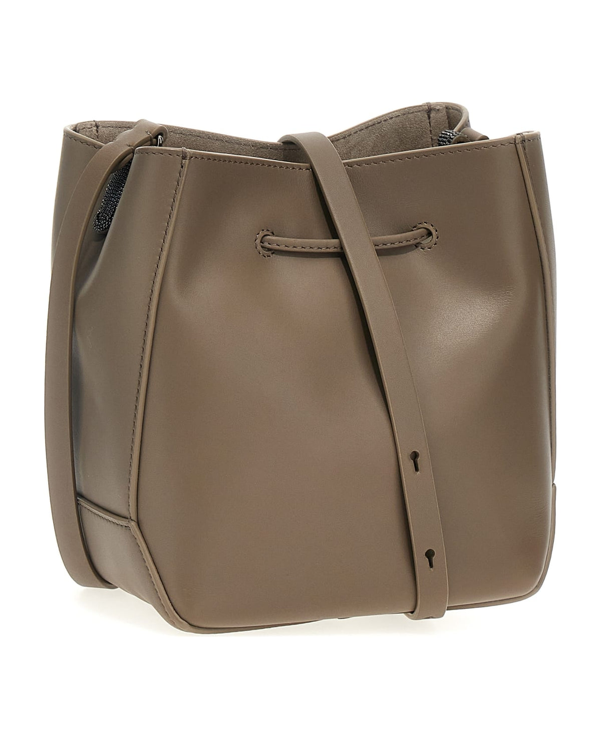 BRUNELLO CUCINELLI WOMEN'S ICE LEATHER DRAWSTRING BUCKET BAG