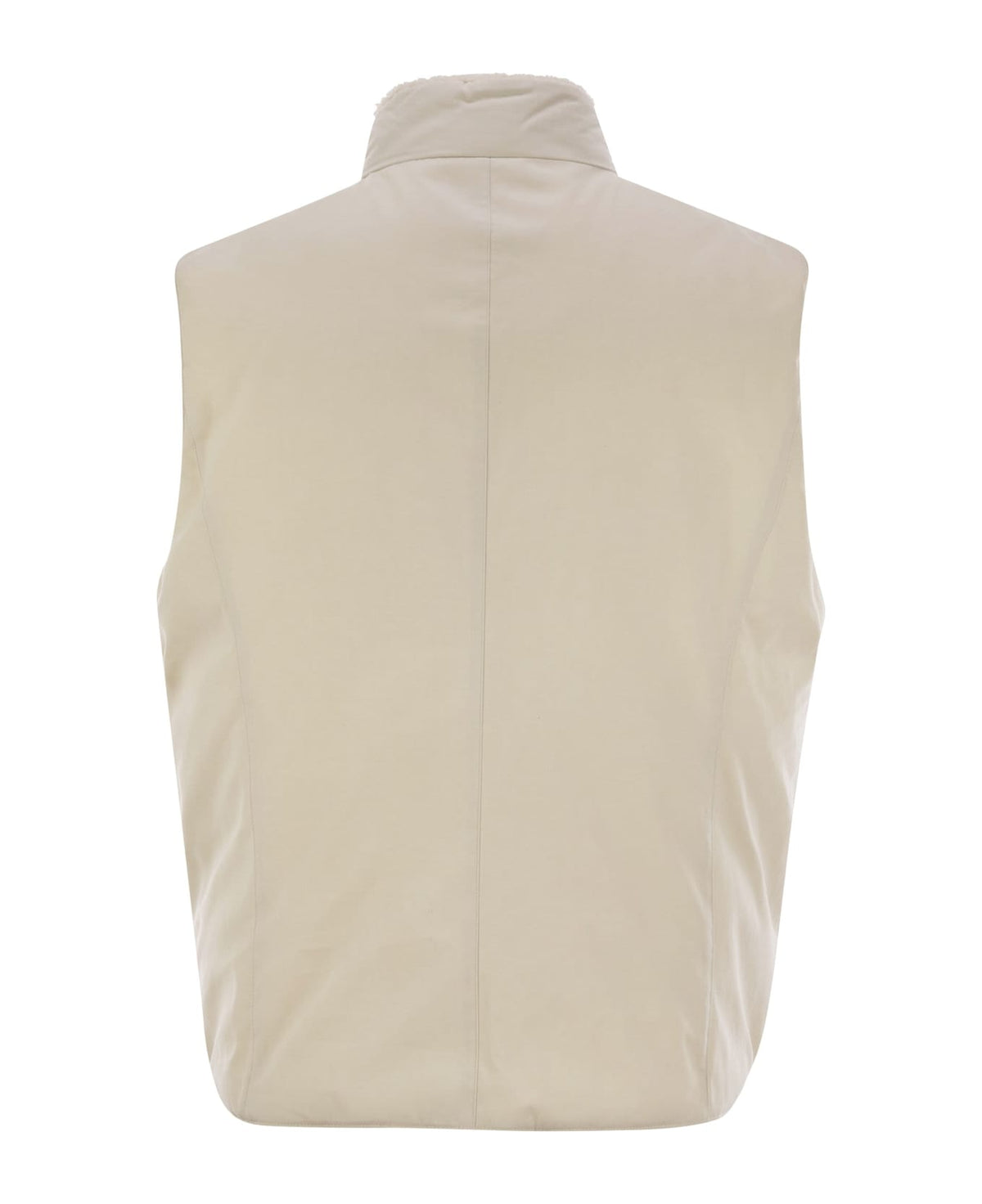 BRUNELLO CUCINELLI MEN'S ICE GRAY SLEEVELESS DOWN VEST