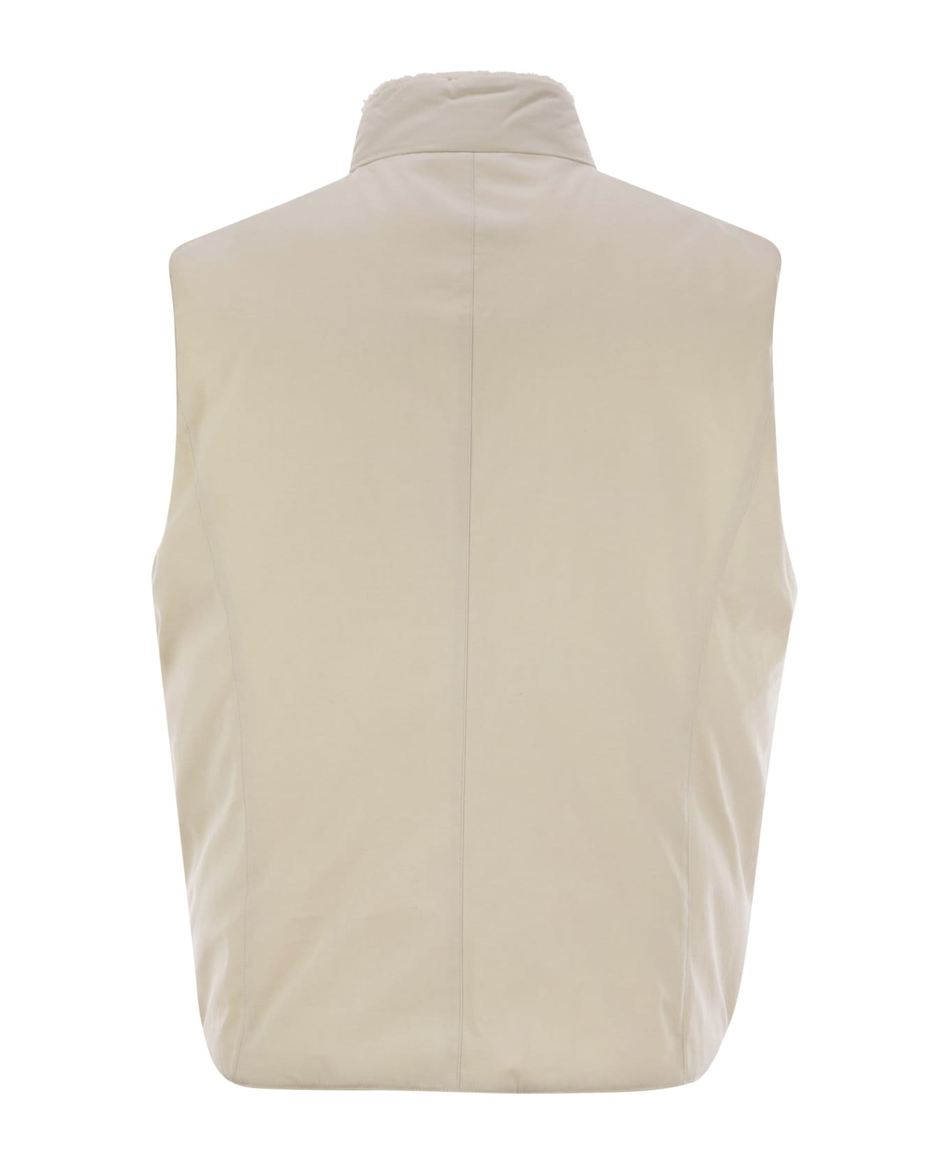 BRUNELLO CUCINELLI MEN'S ICE GRAY SLEEVELESS DOWN VEST