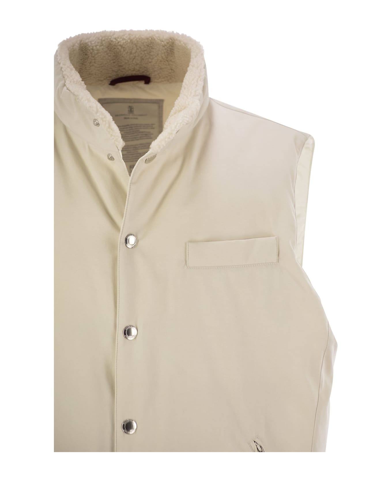 BRUNELLO CUCINELLI MEN'S ICE GRAY SLEEVELESS DOWN VEST