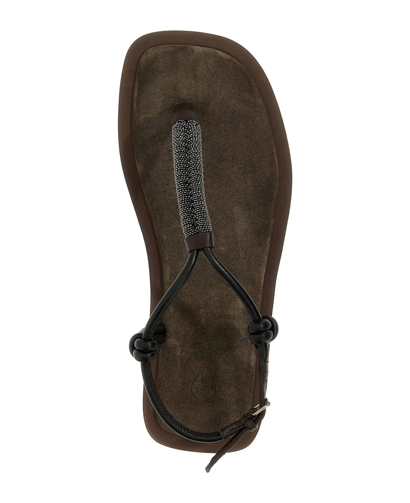 BRUNELLO CUCINELLI WOMEN'S DARK BROWN LEATHER SANDAL