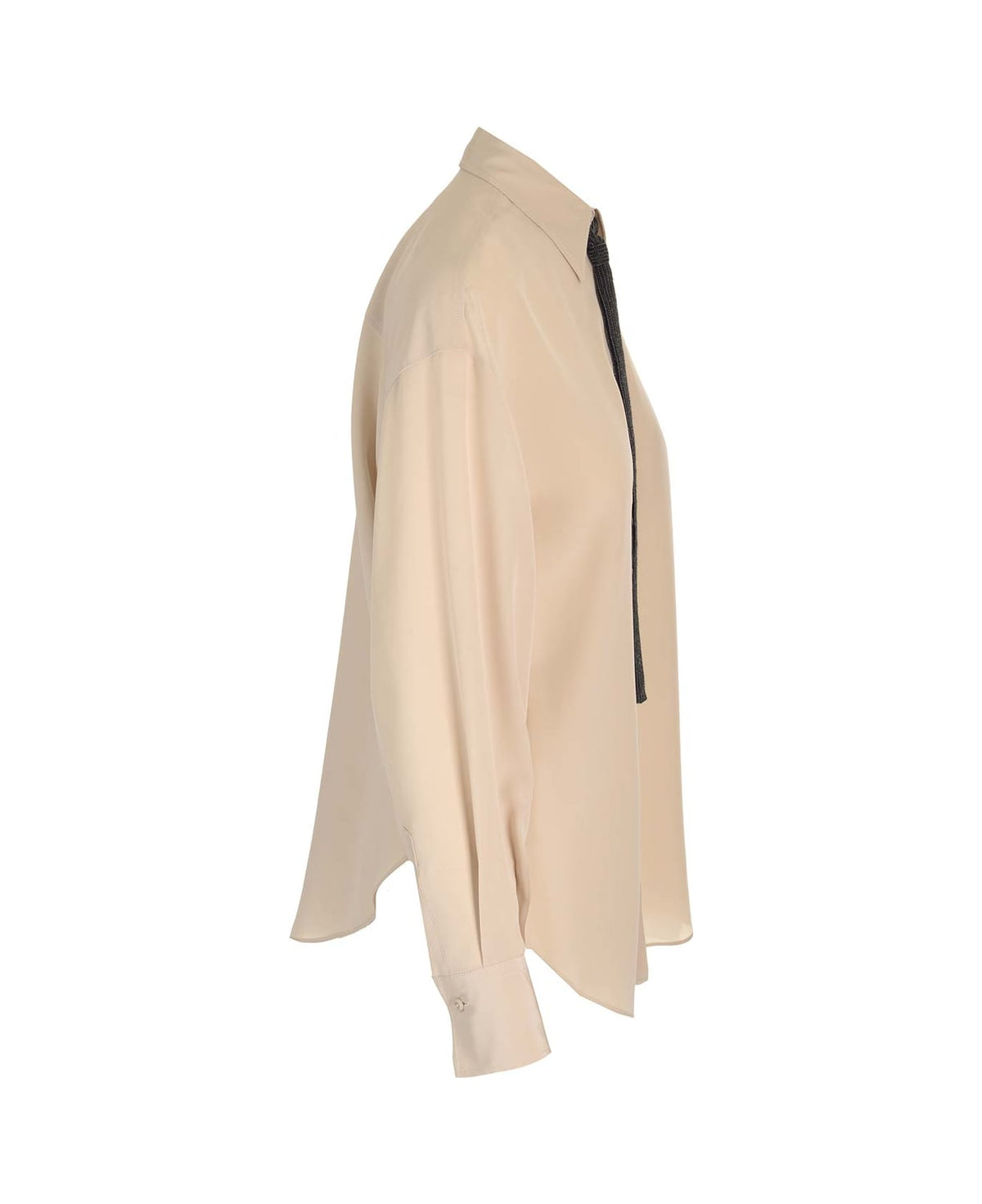 BRUNELLO CUCINELLI WOMEN'S SAND SILK OVERSIZED SHIRT