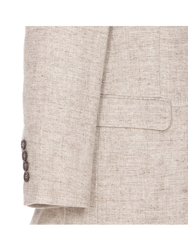 BRUNELLO CUCINELLI WOMEN'S BEIGE LINEN TAILORED BLAZER