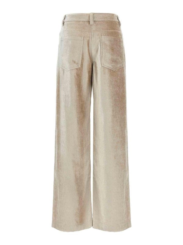 BRUNELLO CUCINELLI WOMEN'S BEIGE WIDE LEG TROUSERS
