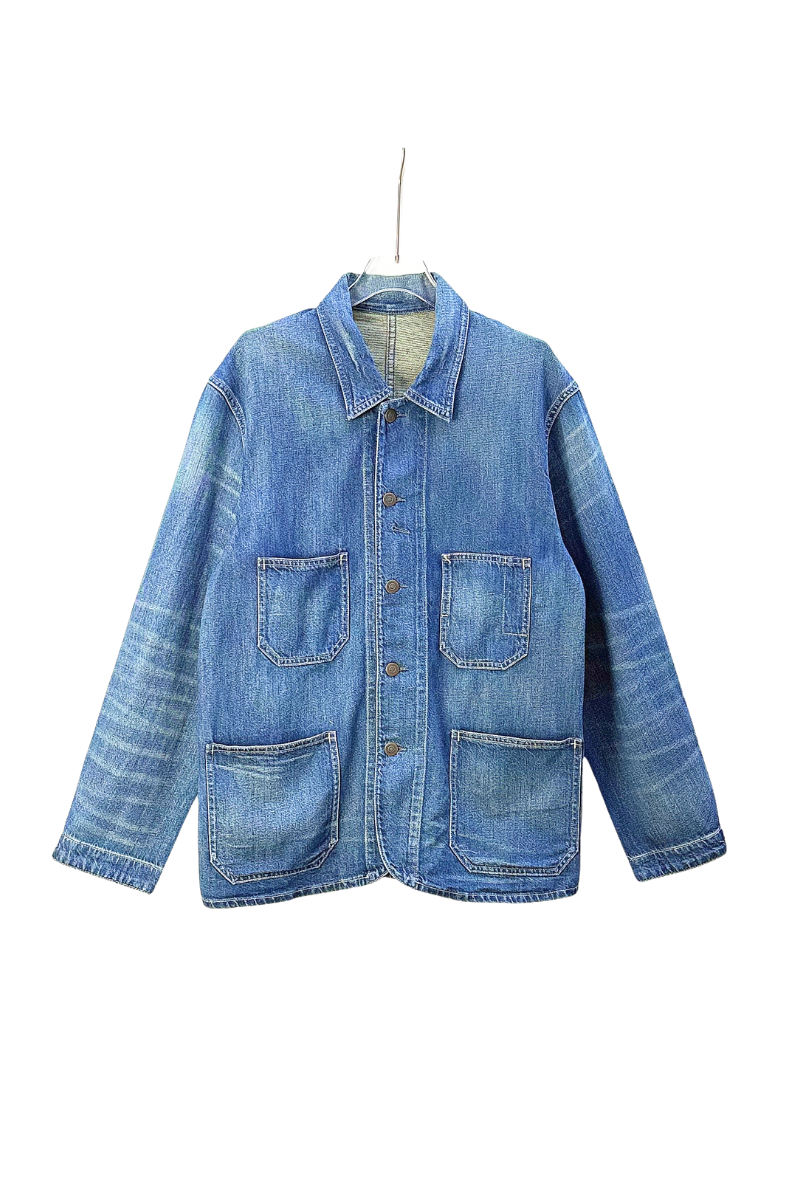 Max Simple Linen Denim Shirt Jacket - Blue