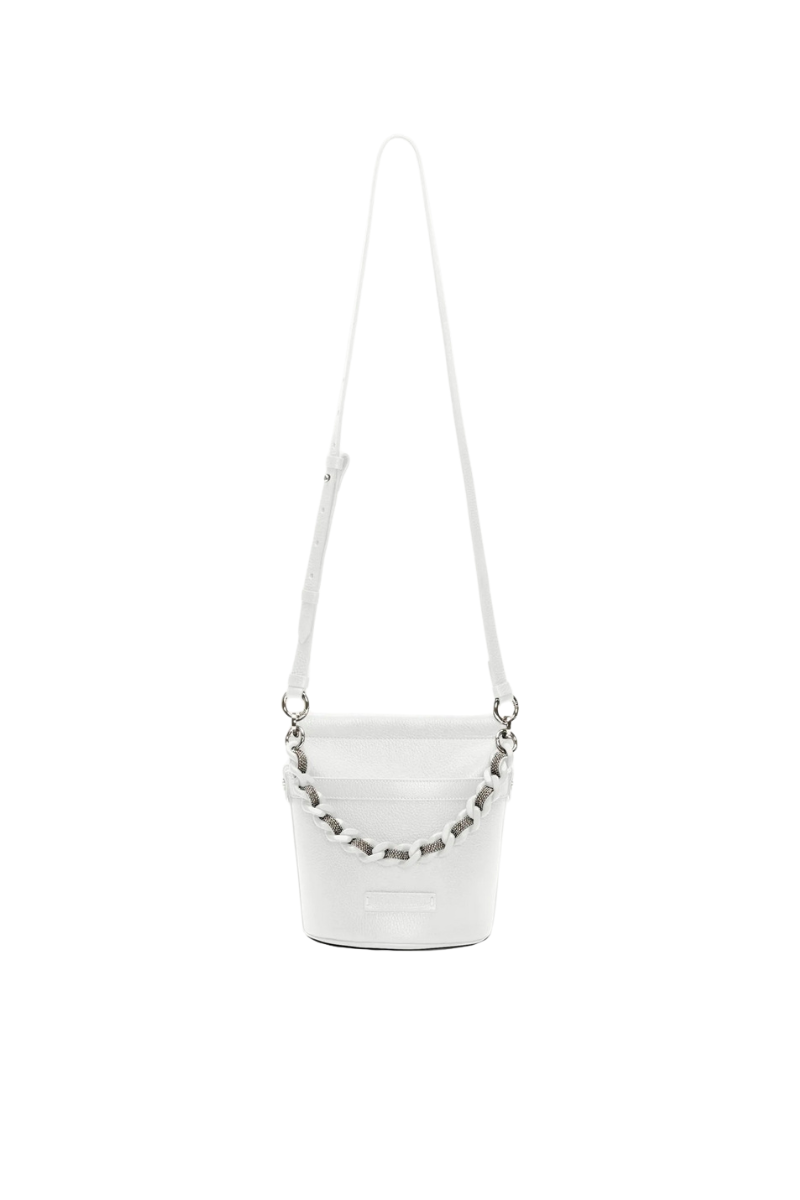 Fabiana Filippi Leather Bucket Handbag White BGD273A783