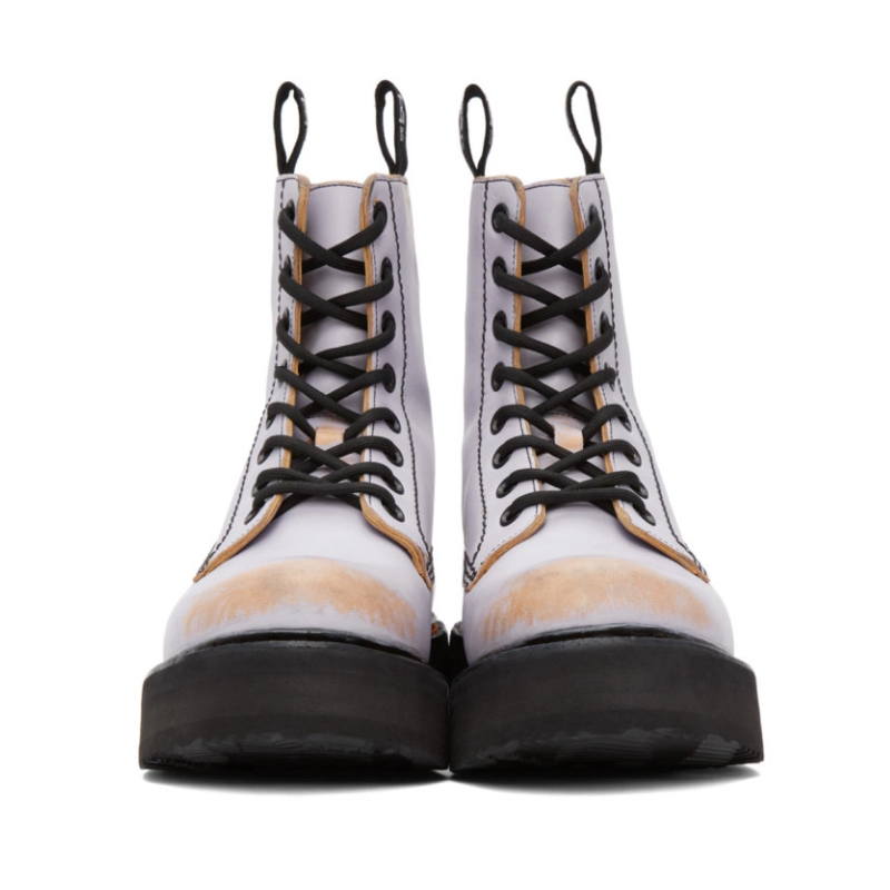 Unisex | R13 Stack Distressed Leather Boot Lilac