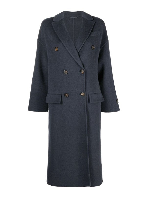 BRUNELLO CUCINELLI WOMEN'S NIGHT SKY DOUBLE-BREASTED LONG COAT