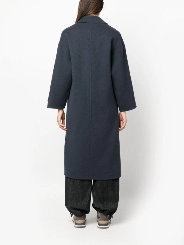 BRUNELLO CUCINELLI WOMEN'S NIGHT SKY DOUBLE-BREASTED LONG COAT