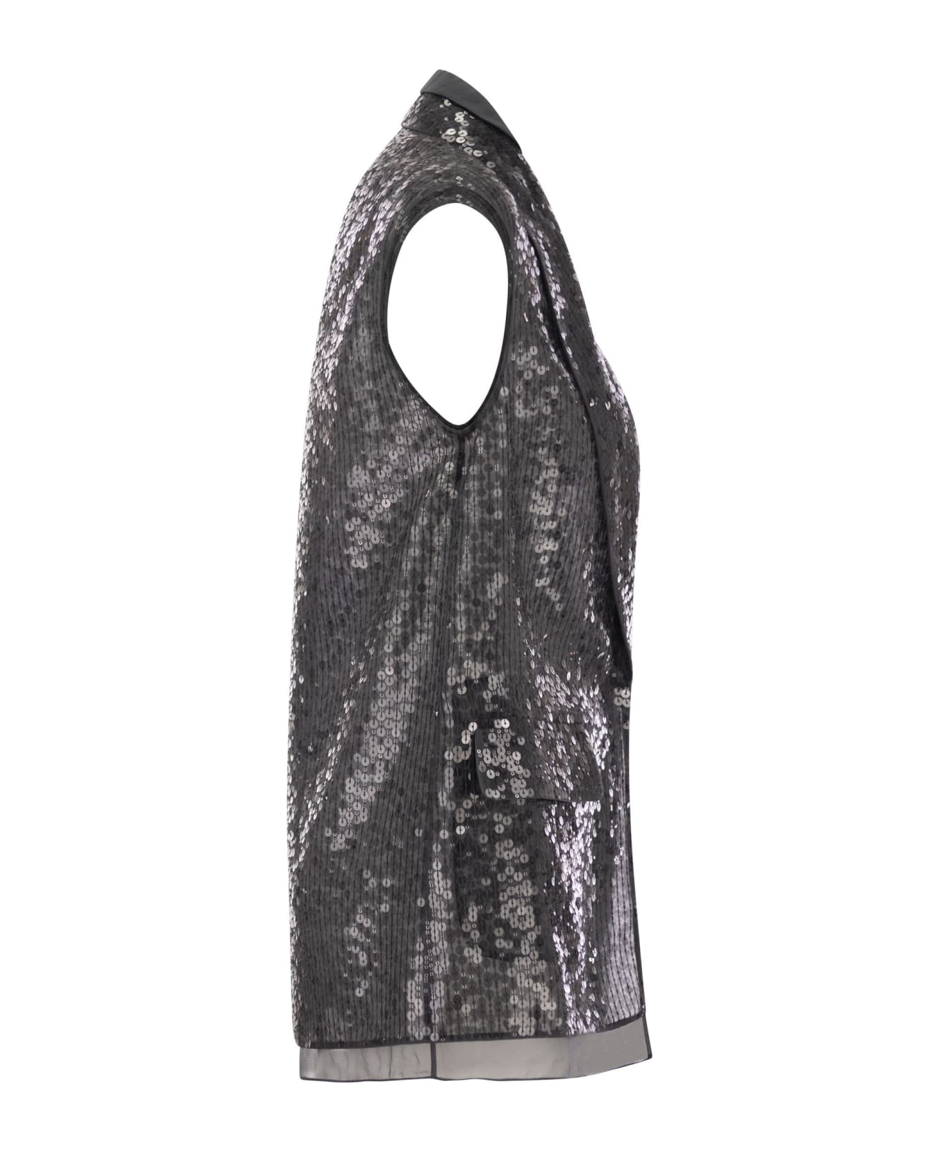 BRUNELLO CUCINELLI WOMEN'S BLACK SILK SEQUINED JACKET