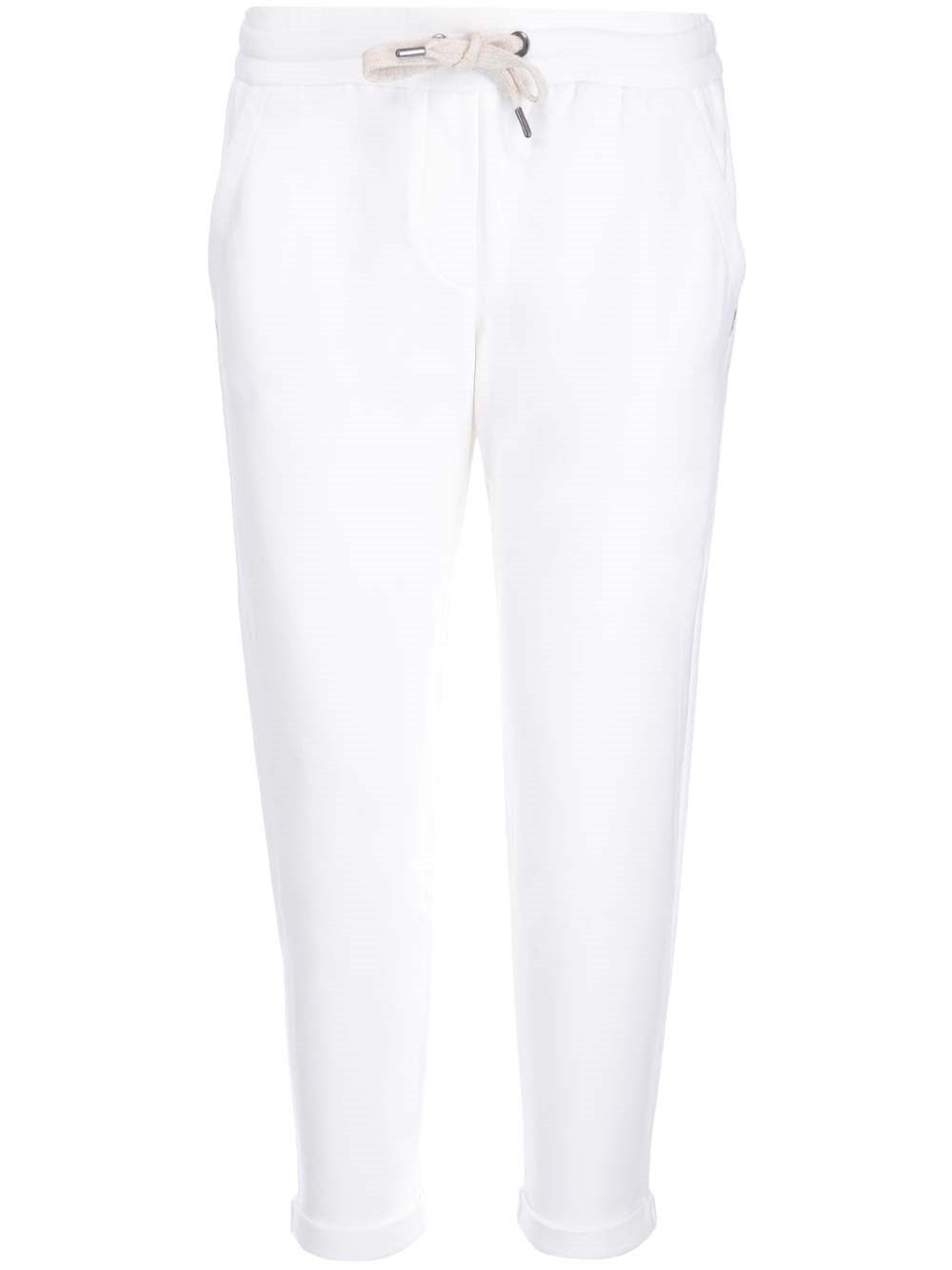 BRUNELLO CUCINELLI WOMEN'S WHITE TAILORED ATHLETIC TROUSERS
