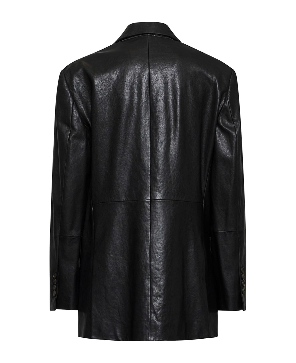 BRUNELLO CUCINELLI WOMEN'S BLACK LEATHER BLAZER