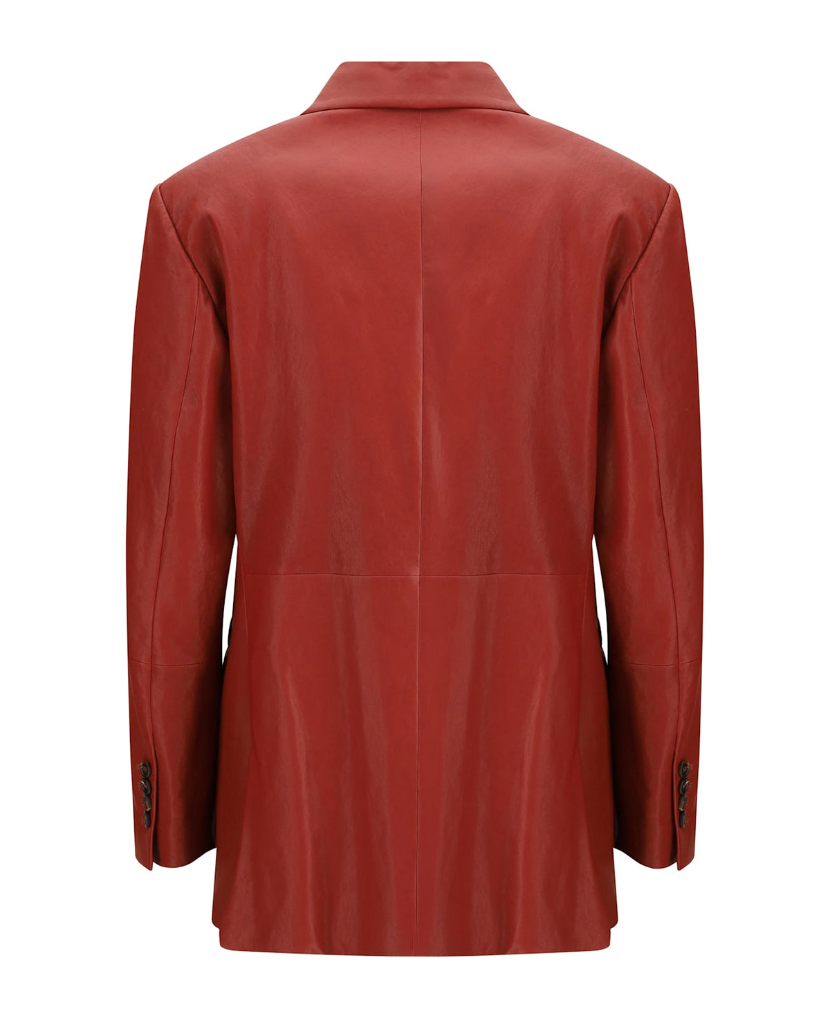 BRUNELLO CUCINELLI WOMEN'S BRICK LEATHER TAILORED BLAZER