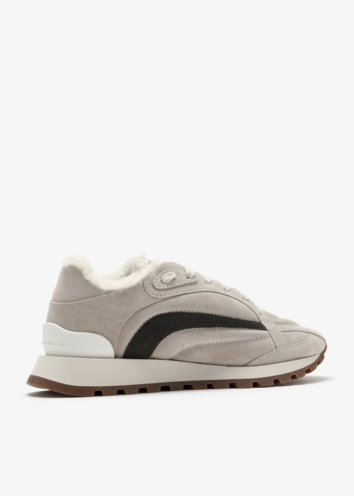 BRUNELLO CUCINELLI WOMEN'S QUARTZ LEATHER SHEARLING LINED SNEAKER