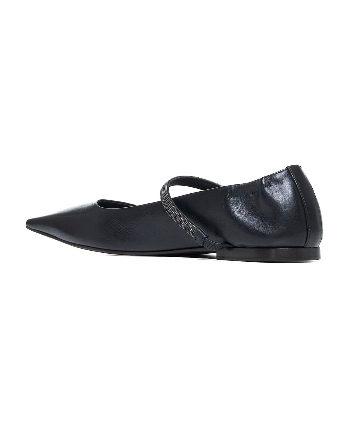 BRUNELLO CUCINELLI WOMEN'S BLACK LEATHER POINTED TOE MARY JANE SHOE