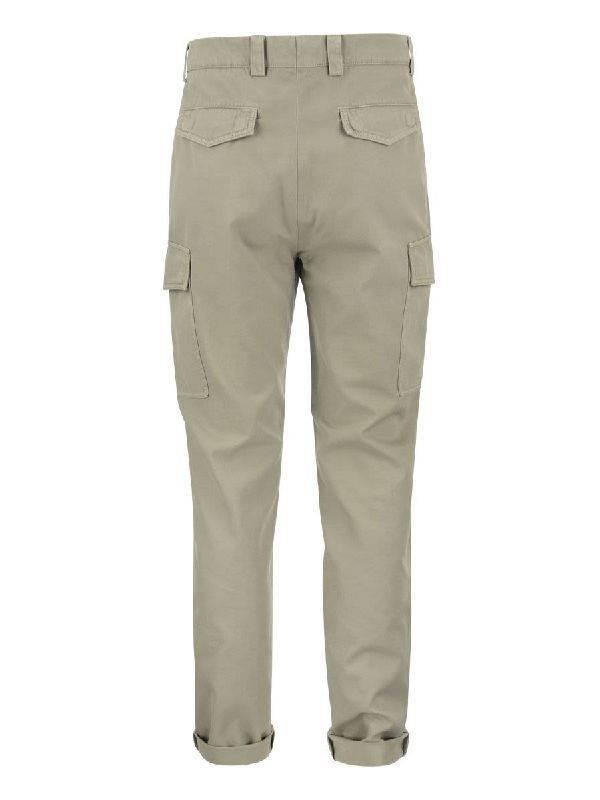 BRUNELLO CUCINELLI MEN'S KHAKI CARGO TROUSERS