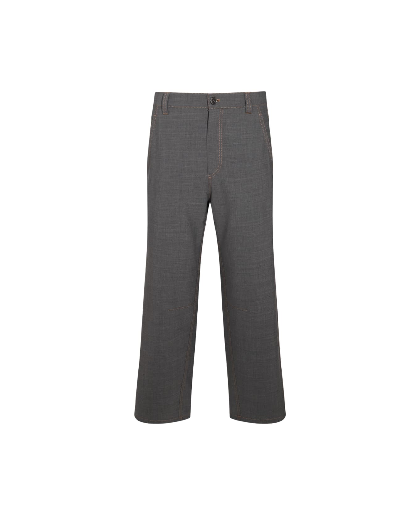 BRUNELLO CUCINELLI WOMEN'S GREY WOOL STRAIGHT TROUSERS