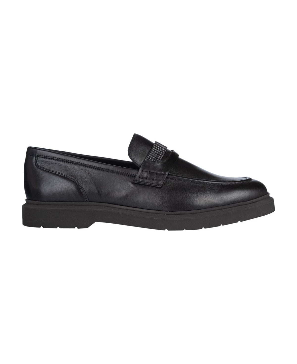 BRUNELLO CUCINELLI WOMEN'S BLACK LEATHER LOAFER SHOE