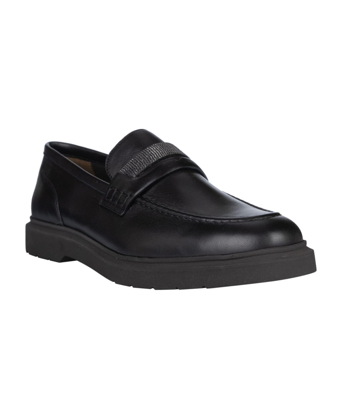 BRUNELLO CUCINELLI WOMEN'S BLACK LEATHER LOAFER SHOE