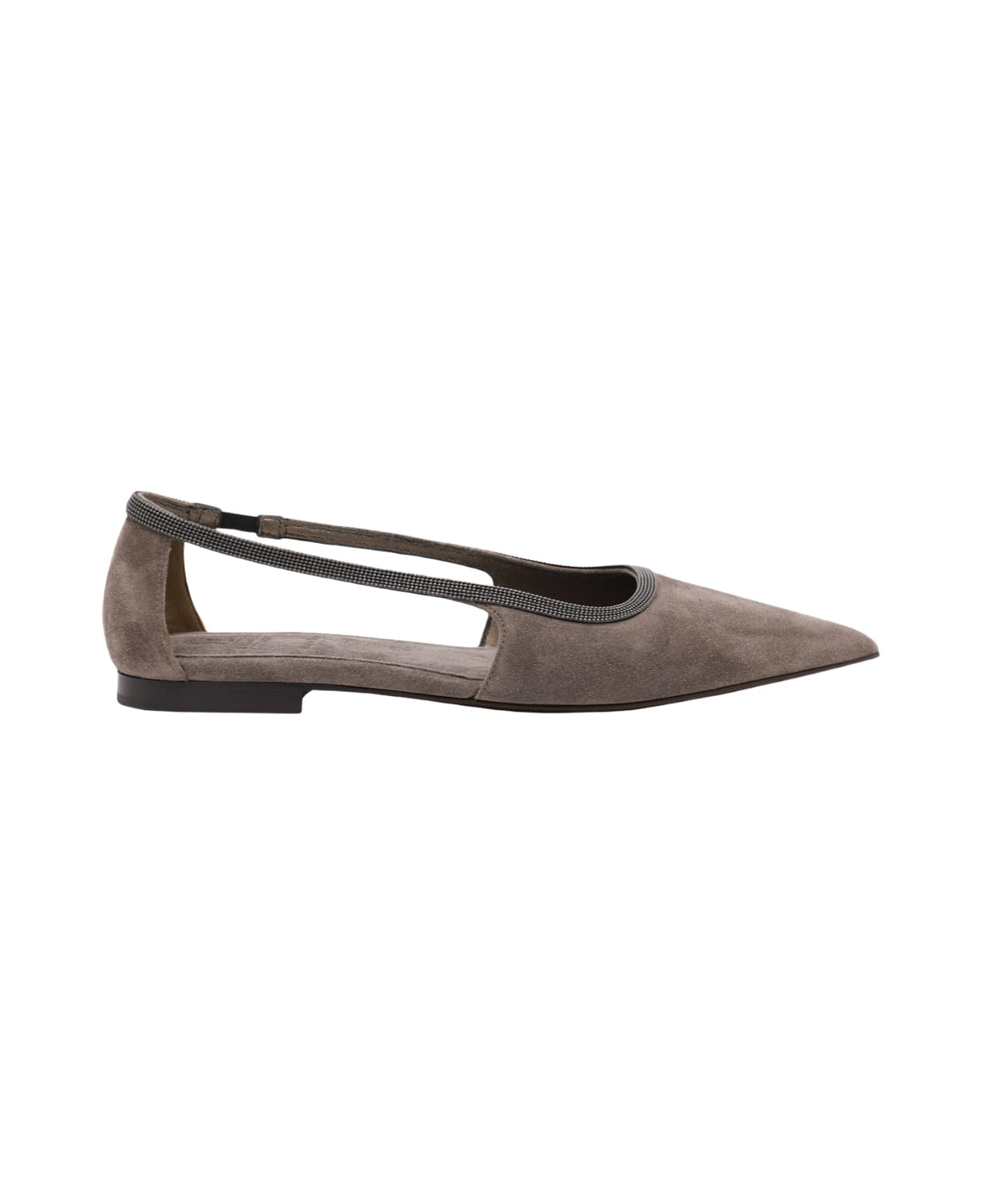 BRUNELLO CUCINELLI WOMEN'S OXIDE SUEDE POINTED TOE SLINGBACK SHOE