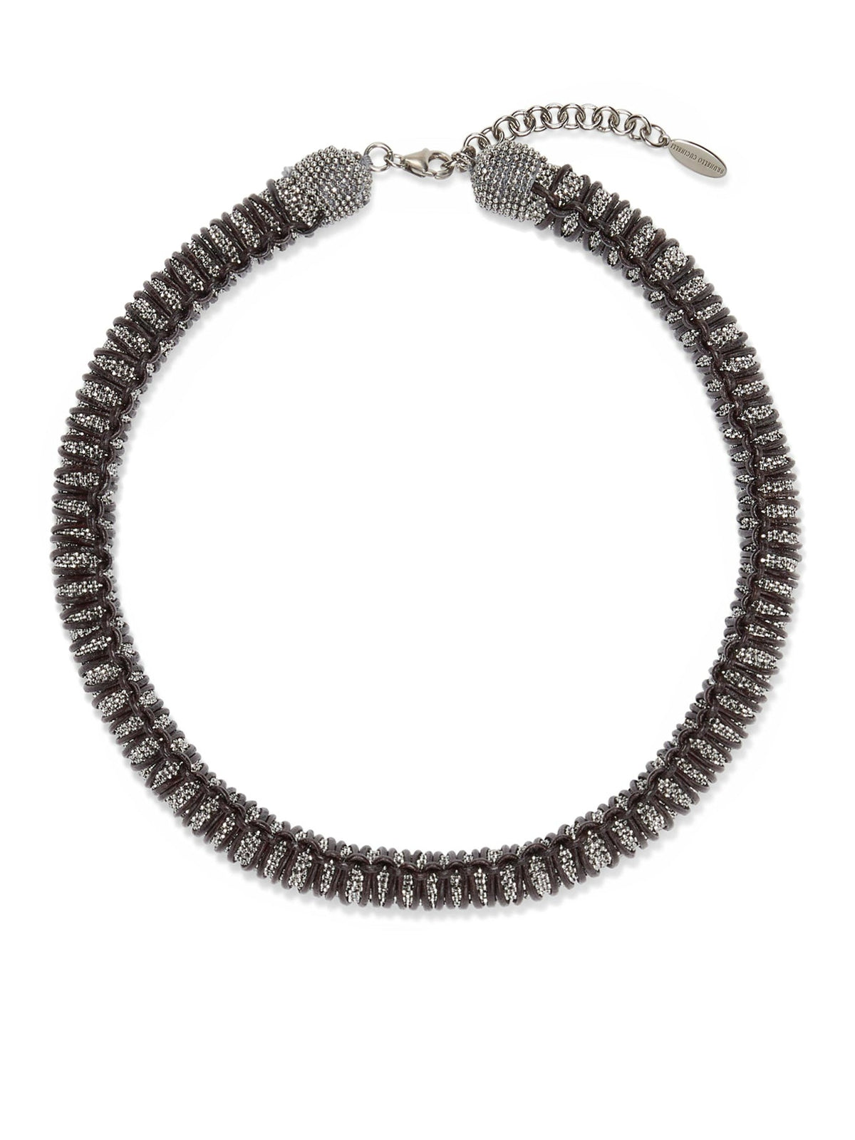 BRUNELLO CUCINELLI WOMEN'S RUTHENIUM LEATHER BEADED NECKLACE