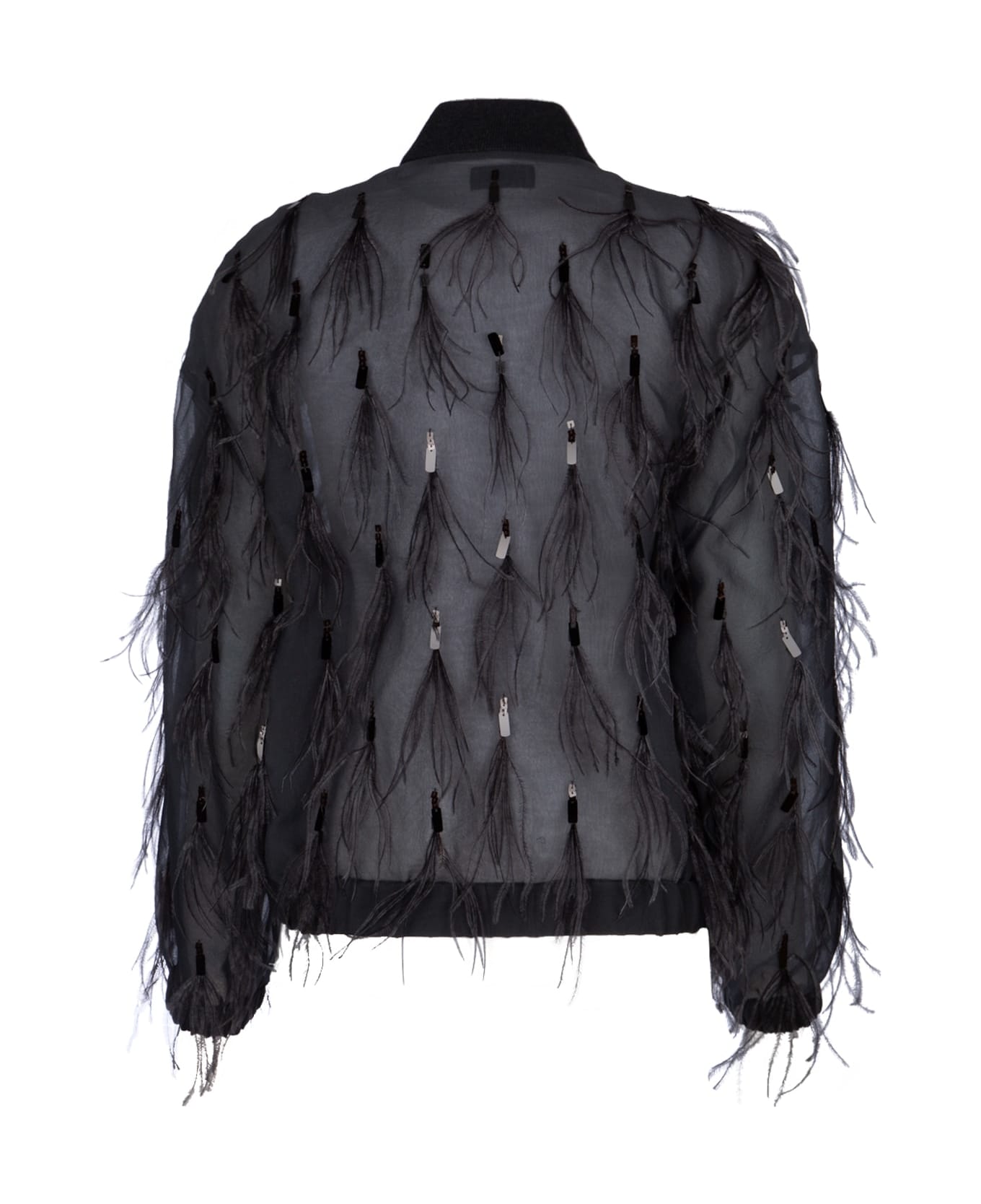 BRUNELLO CUCINELLI WOMEN'S BLACK SHEER JACKET WITH EMBELLISHMENTS