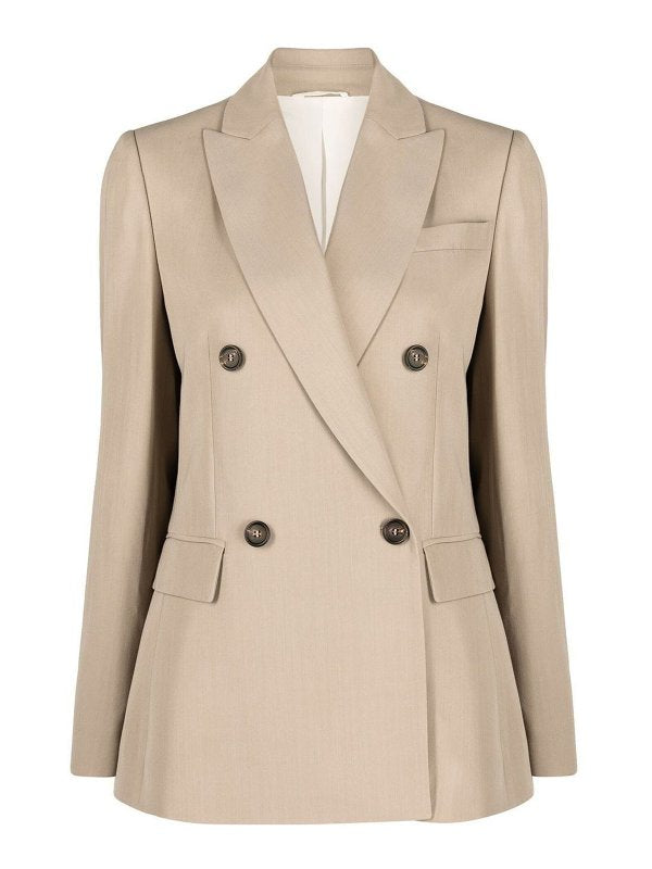 BRUNELLO CUCINELLI WOMEN'S BEIGE DOUBLE BREASTED BLAZER