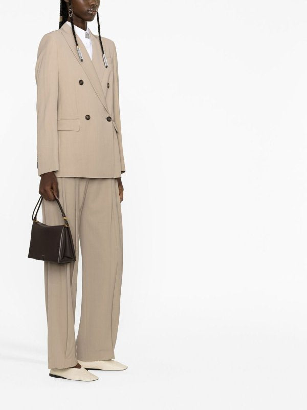 BRUNELLO CUCINELLI WOMEN'S BEIGE DOUBLE BREASTED BLAZER