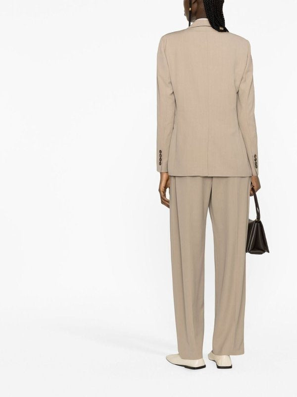 BRUNELLO CUCINELLI WOMEN'S BEIGE DOUBLE BREASTED BLAZER