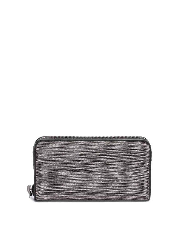 BRUNELLO CUCINELLI WOMEN'S RUTHENIUM LEATHER ZIP WALLET