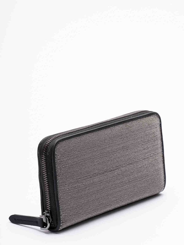 BRUNELLO CUCINELLI WOMEN'S RUTHENIUM LEATHER ZIP WALLET