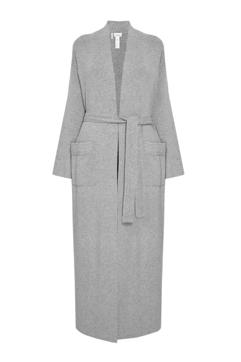 La Perla Belted Knit Coat In Grey
