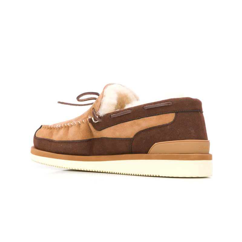 Mens | Suicoke Shearling-Lined Panelled Suede Loafer Light Brown