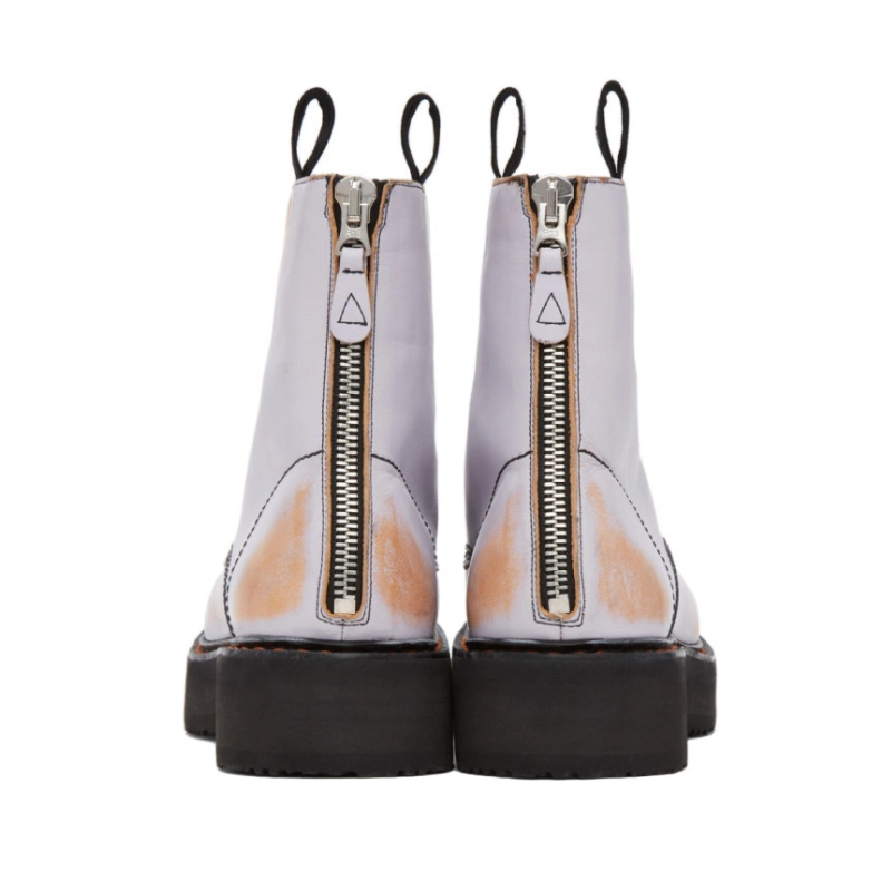 Unisex | R13 Stack Distressed Leather Boot Lilac